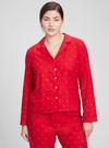 Kadın Kırmızı Flannel Düğmeli Pijama Üstü