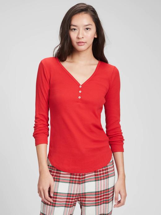 Kadın Kırmızı Waffle Örgü T-Shirt