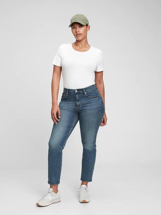 Kadın Mavi Orta Bel Vintage Washwell™ Slim Pantolon
