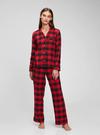 Kadın Kırmızı Ekoseli Flannel Pijama Seti