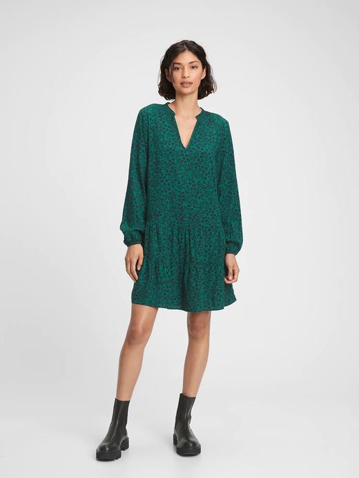 Kadın Yeşil V Yaka Mini Elbise