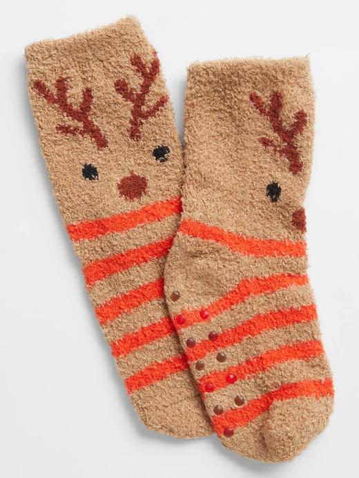Bebek Kahverengi Grafik Baskılı Cozy Çorap