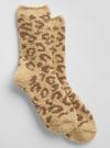 Kadın Kahverengi Grafik Baskılı Cozy Çorap