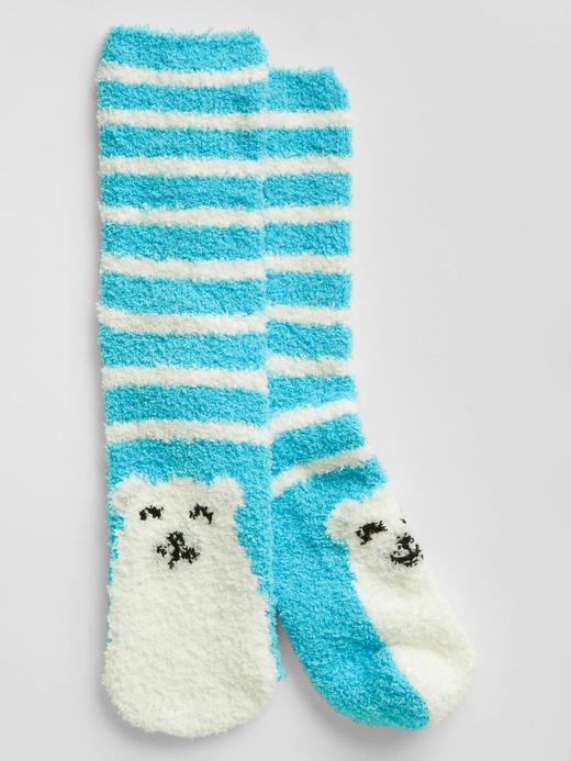 Kadın Mavi Grafik Baskılı Cozy Çorap