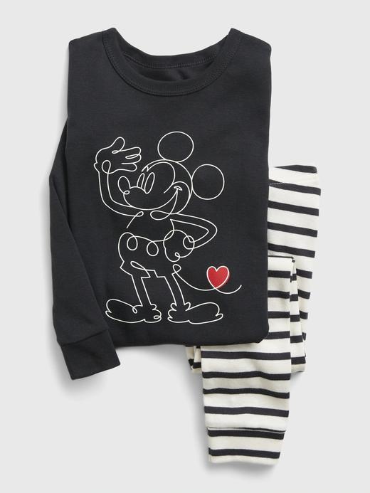 Kız Bebek Siyah Disney Mickey Mouse 100% Organik Pamuk Pijama Seti