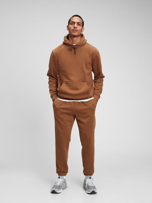 Erkek Kahverengi Vintage Soft Kapüşonlu Sweatshirt