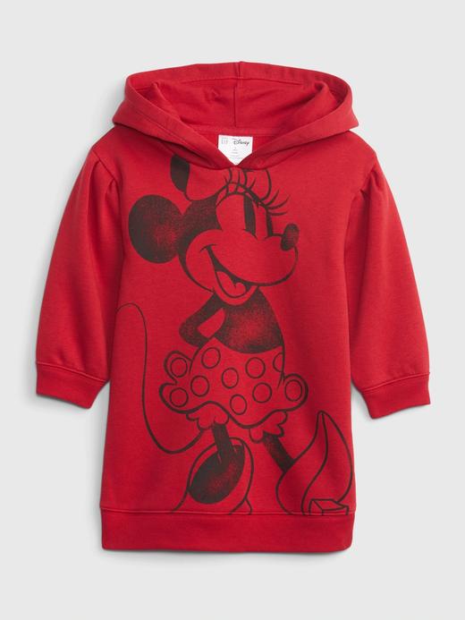 Kız Bebek Kırmızı Disney Minnie Mouse Grafik Baskılı Sweatshirt Elbise