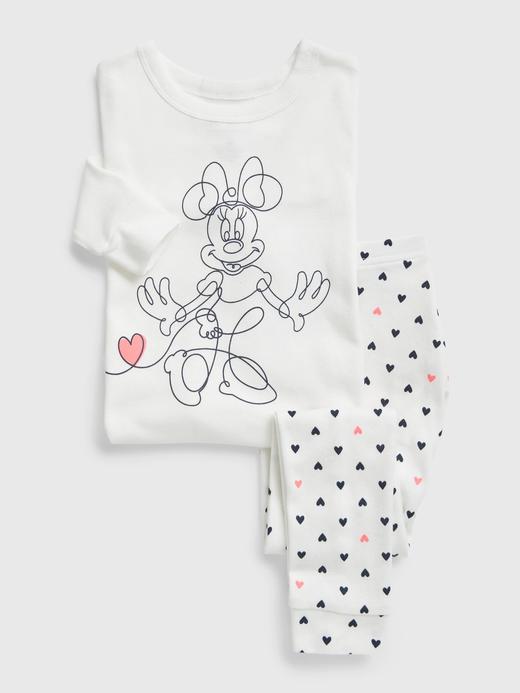 Kız Bebek Beyaz Disney Minnie Mouse 100% Organik Pamuk Pijama Seti