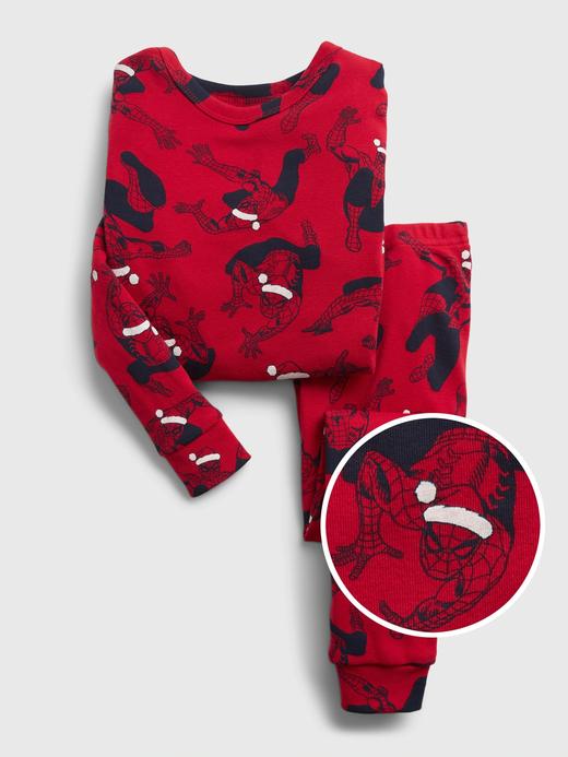 Kız Bebek Kırmızı Marvel Spider-Man 100% Organik Pamuk Grafik Baskılı Pijama Seti