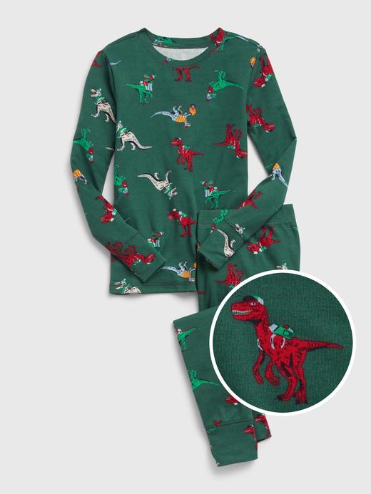 Erkek Çocuk Yeşil 100% Organik Pamuk Grafik Baskılı Pijama Seti