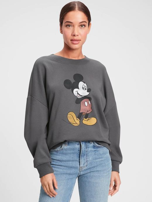 Kadın Gri Disney Minnie Mouse Bisiklet Yaka Sweatshirt