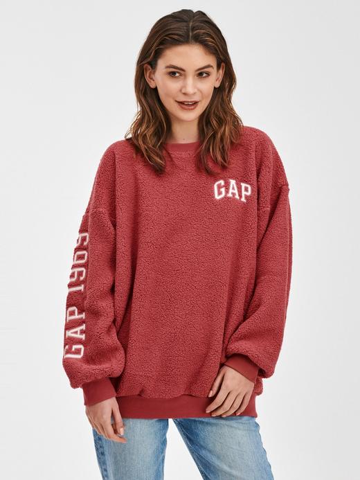 Kadın Kırmızı Sherpa Gap Logo Sweatshirt