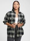 Kadın Siyah Oversized Flannel Gömlek