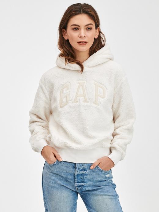 Kadın Beyaz Gap Logo Peluş Sweatshirt