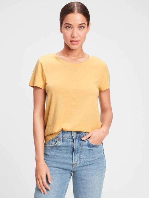 Kadın Sarı Yuvarlak Yaka T-Shirt