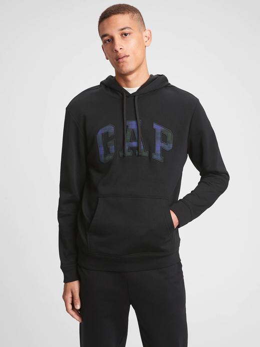 Erkek Siyah Ekoseli Gap Logo Sweatshirt