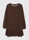 Kadın Kahverengi LENZING™ ECOVERO™ Fırfırlı Etek Elbise