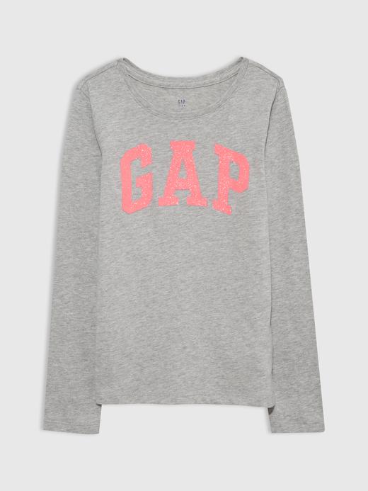 Kız Çocuk Gri Gap Logo Uzun Kollu T-Shirt