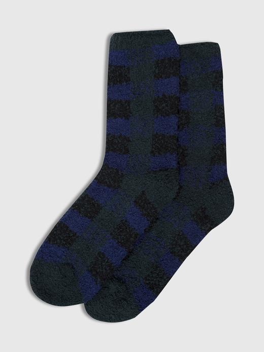 Erkek Mavi Ekoseli Desenli Cozy Çorap