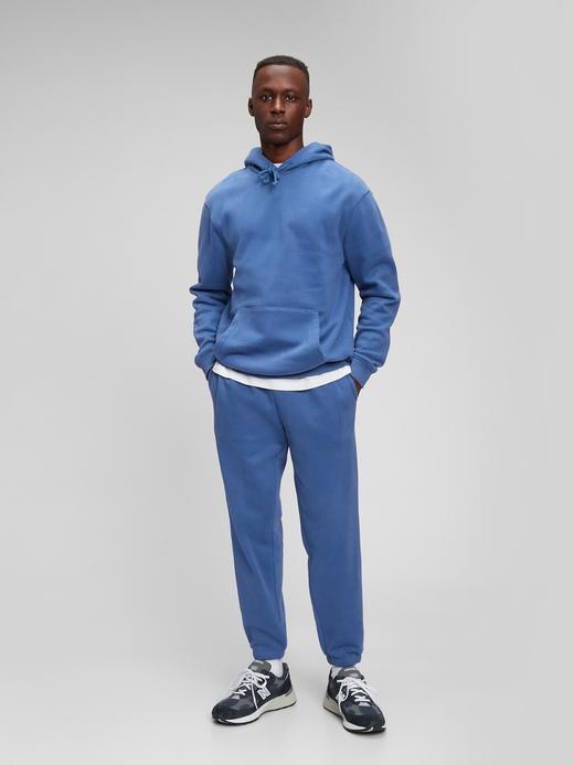 Erkek Mavi Vintage Soft Kapüşonlu Sweatshirt