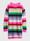 Kız Çocuk Çok Renkli Çizgi Baskılı Sweatshirt Elbise