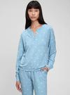 Kadın Mavi LENZING™ Super Soft Henley Pijama Üstü