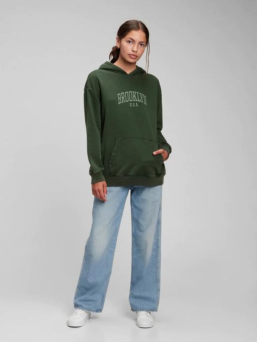 Genç Kız Yeşil Oversized Sweatshirt