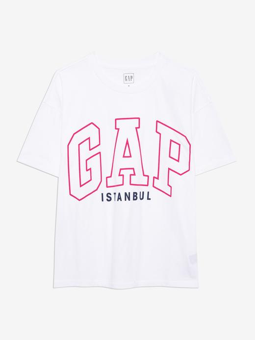 Kadın Beyaz Gap Logo İstanbul T-Shirt