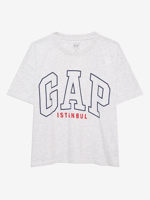 Kadın Gri Gap Logo İstanbul T-Shirt