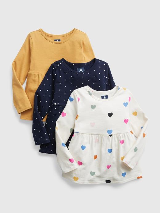 Kız Bebek Çok Renkli %100 Organik Pamuk T-Shirt (3'lü Paket)