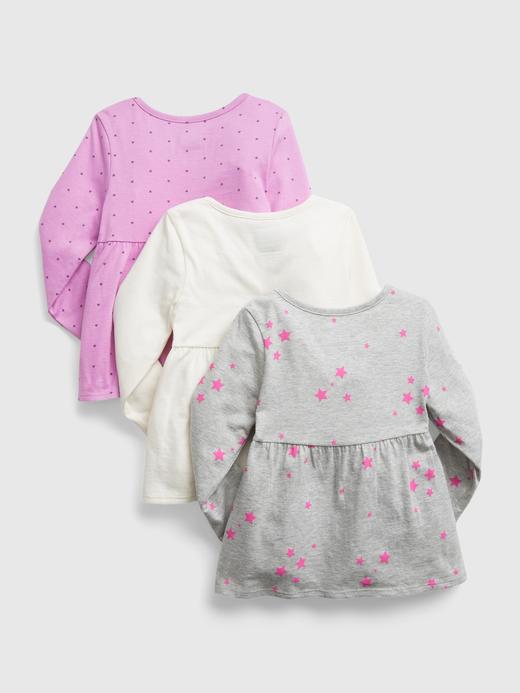 Kız Bebek Çok Renkli %100 Organik Pamuk T-Shirt (3'lü Paket)