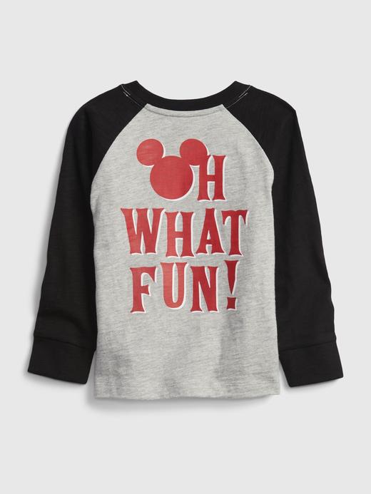 Erkek Bebek Gri Disney Mickey Mouse Raglan Grafik Baskılı T-Shirt