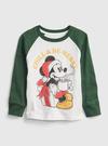 Erkek Bebek Beyaz Disney Mickey Mouse Raglan Grafik Baskılı T-Shirt