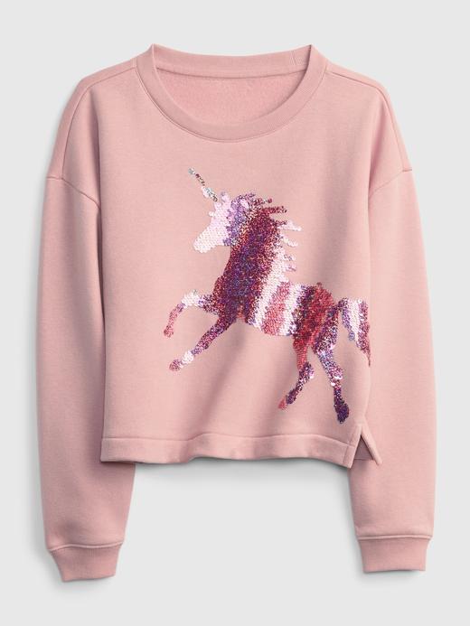 Kız Çocuk Pembe İnteraktif Grafik Baskılı Sweatshirt