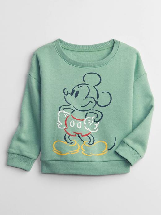 Erkek Bebek Yeşil Disney Mickey Mouse Bisiklet Yaka Sweatshirt