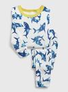 Kız Bebek Beyaz 100% Organik Pamuk Grafik Baskılı Pijama Seti
