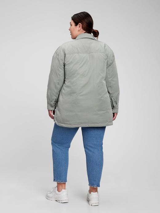 Kadın Gri Oversized Puffer Gömlek Ceket