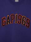 Erkek Mor Gap 1969 Logo Düz Yaka Sweatshirt