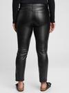 Kadın Siyah High Rise Vintage Slim Deri Görünümlü Jean Pantolon