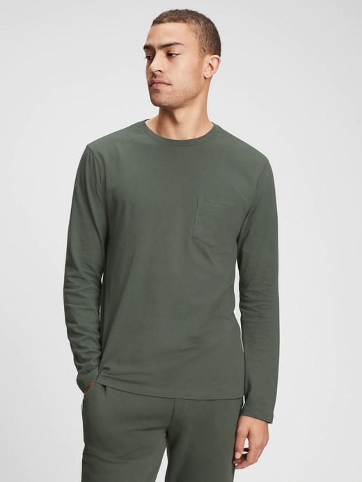 Erkek Yeşil Vintage Soft Uzun Kollu T-Shirt