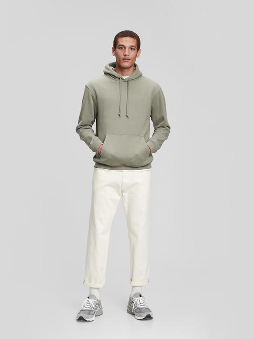 Erkek Beyaz Vintage Soft Kapüşonlu Sweatshirt