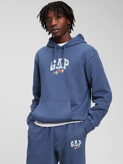 Erkek Siyah Gap x Disney Logo Kapüşonlu Sweatshirt