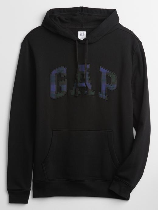 Erkek Siyah Ekoseli Gap Logo Sweatshirt