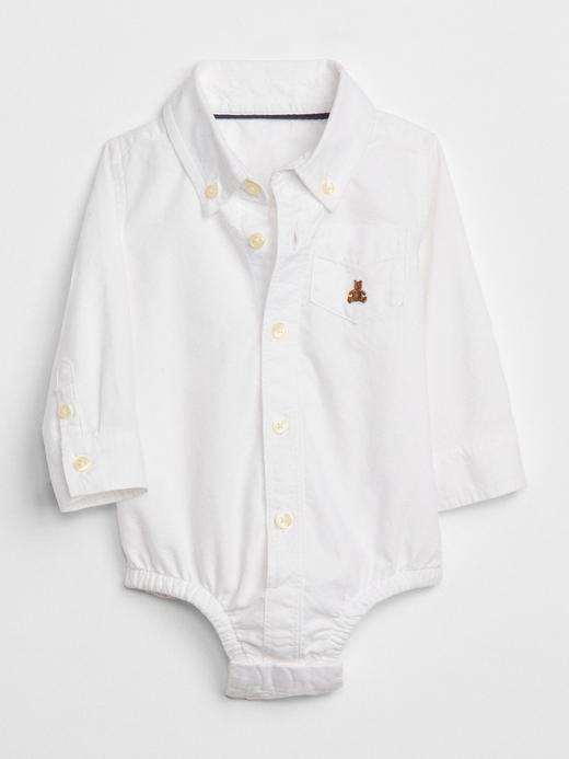 Erkek Bebek Beyaz Oxford Bodysuit