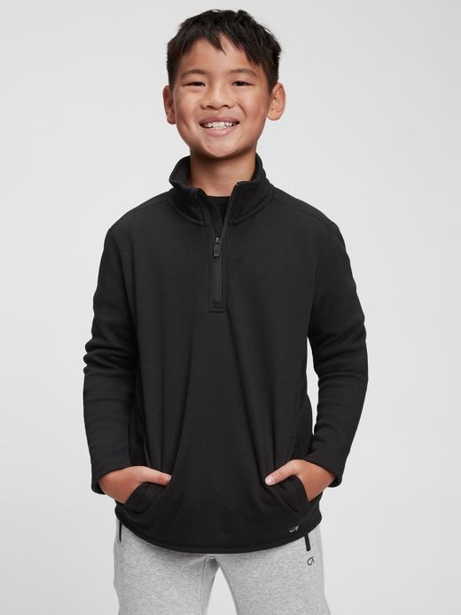 Erkek Çocuk Siyah GapFit Cozy Yarım Fermuarlı Sweatshirt