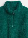 Kadın Yeşil Sherpa Yarım Fermuarlı Sweatshirt