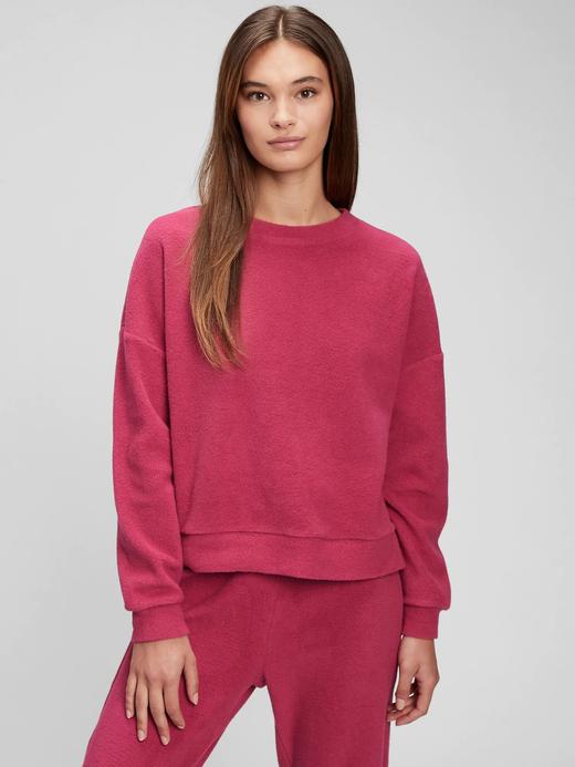 Kadın Pembe Cozy Fleece Düz Yaka Sweatshirt