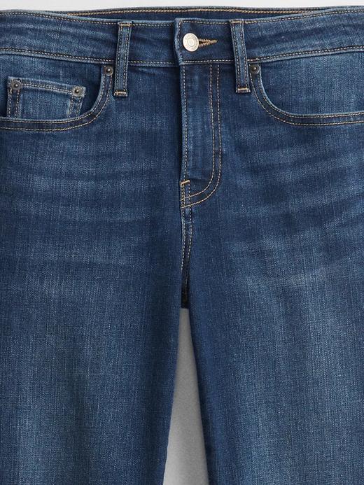 Kadın Lacivert Mid Rise Straight Leg Jean Pantolon