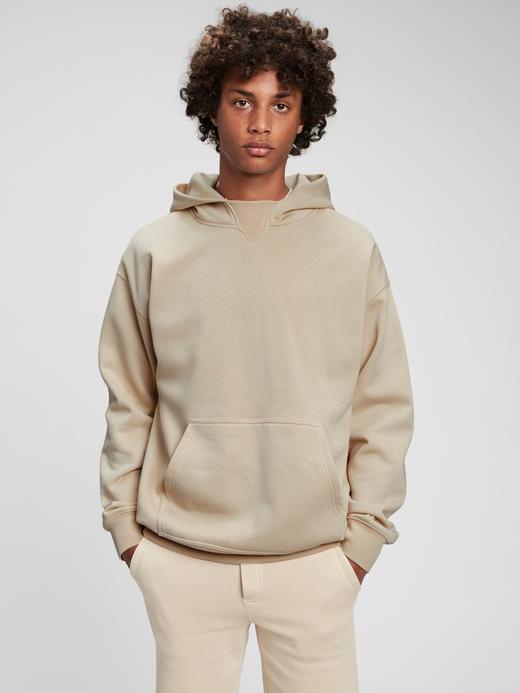Genç Erkek Beyaz Oversize Kapüşonlu Sweatshirt