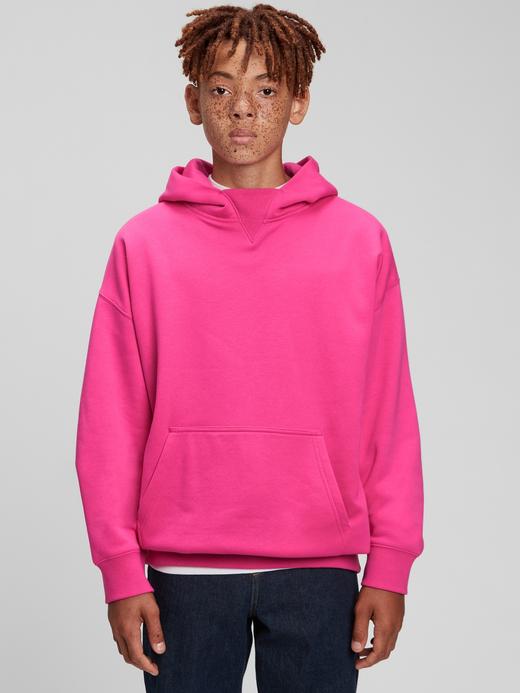 Genç Erkek Pembe Oversize Kapüşonlu Sweatshirt